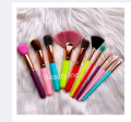 Soft Kabuki Makeup Brush Set 10 Pieces Premium Synthetic Kabuki Makeup Brush Set-Black Gold. 