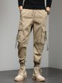 Outdoor Cargo Pants Men Cotton Relaxed Fit Tactical Military Pants Multi Pockets Hiking Trousers Drawstring Army Green Joggers. 