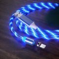 terno 3 in1-1/2M Led Fluid Light Magnetic Charging Mobile Phone Cable Flow Luminous Lighting Cord Charger for Type C / IOS / Micro USB. 