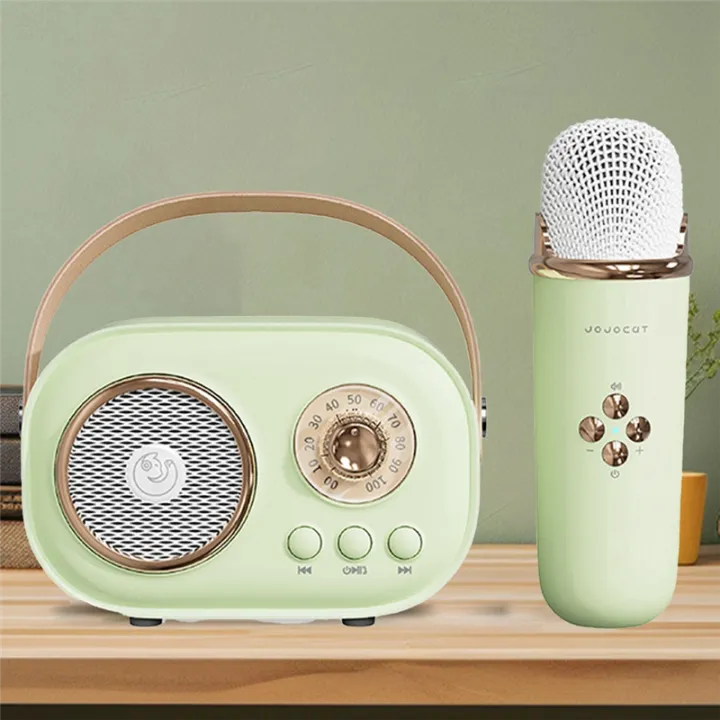 JOJOCAT%20Wireless%20Bluetooth%20Audio%20Portable%20Amplifier%20Home%20KTV%20Microphone%20Children'S%20Karaoke%20Small%20Microphone%20Speaker%20Green%20Durable%20Easy%20Install%20-%20Image%204
