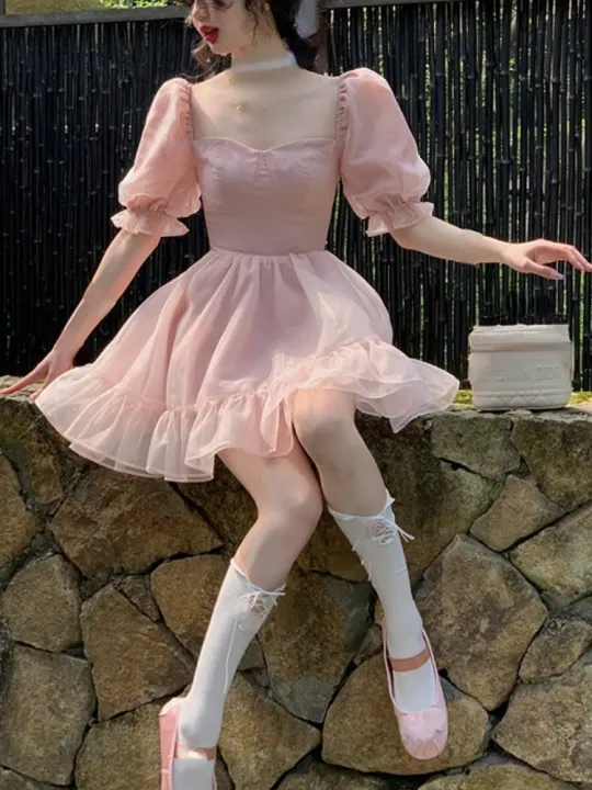 2023%20Summer%20Lace%20Vintage%20Pink%20Dress%20Women%20Fairy%20French%20Party%20Midi%20Dress%20Office%20Lady%20Elegant%20One%20Piece%20Dress%20Korean%20Fashion%20Chic%20-%20Image%206