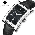 WWOOR Square Men Watch Waterproof Date Clock Luxury Quartz Sport Fashion Wrist Watch For Men Leather Strap Relogio Masculino 8017. 