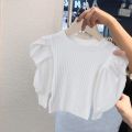Girls autumn wing denim bib pants bib pants pink bib jeans foreign jeans E17. 