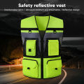 Safety Vest Waterproof Multiple Pockets Easy To Clean High Visibility Reflective Safety Vest Breathable for Construction Site. 