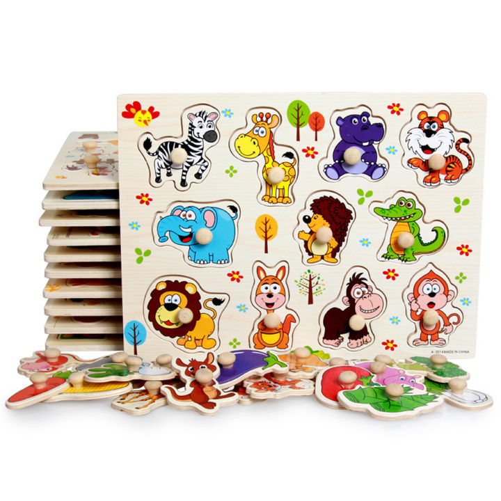 GC Baby Puzzle Educational Toys Wooden Animal Numbers Alphabets 3d Jigsaw Puzzle Toys For Children Gifts