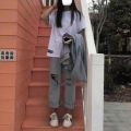 Women's National Fashion Ripped JeansinsTrendy American High Street Small ManhiphopHot Girl Pants Baggy Straight Trousers.
