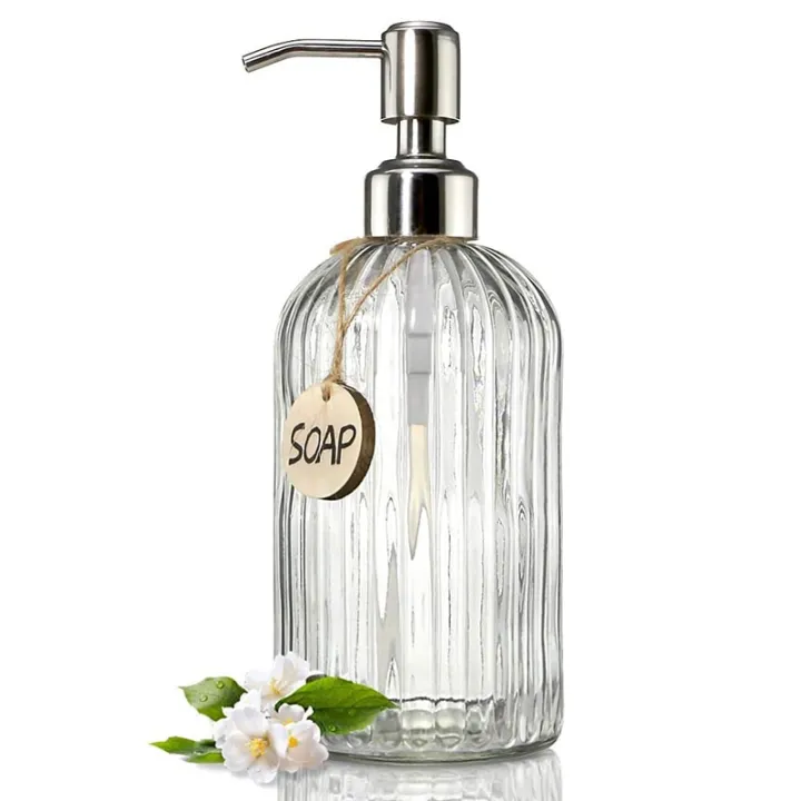 Glass%20Soap%20Dispenser%20with%20Rust%20Proof%20Stainless%20Steel%20Pump%20400ml%20Refillable%20Hand%20Liquid%20Soap%20Dispenser%20for%20Bathroom%20Kitchen%20-%20Image%203