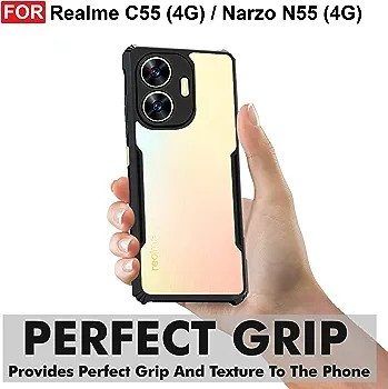 For Realme C55/Narzo 55 Shockproof Bumper Anti-Drop Slim Fit Fashion Back Cover C...