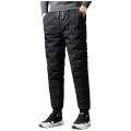 Men's Padded Trousers Cotton Trousers Casual Warm Solid Full Length Leggings Pants Thickened Pocket Drawstring Pants Trousers. 