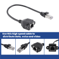 1FT RJ45 Male to Female Screw Panel Mount Ethernet LAN Network Extension Cable. 