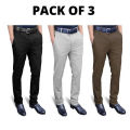 Pack of 3 Multi-Color Twill Gabardine Pant for Men.