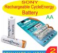 Sony AA CycleEnergy Rechargeable Battery 4600mAh High-Capacity for Cameras and Electronics. 