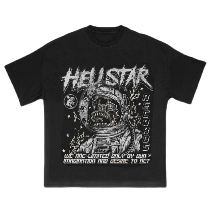 hellstar Graphic T Shirts Men's T Shirt Skull Print O-Neck T-Shirt Men'sLoose Streetwear Clothes Tops 2023 New