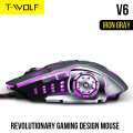 Gaming Mouse Metallic Silver TWOLF V6 IRON GRAY RGB Lighting Wired DPI Mouse Mechanical RGB Mouse OTG Mobile Tablet Computer Mice Laptop Desktop. 