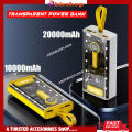 Transparent power bank  10000mah/20000mah mini fast charge transparent powerbank 22.5W Outpus OTP Protection. 
