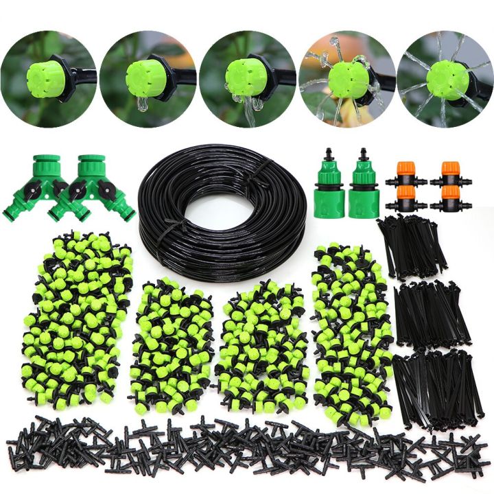5-50m Garden Automatic 4/7mm Hose Green Micro Drip Irrigation System Spray 1/4'' Planting Self-Watering Kit Adjustable Dripper