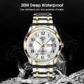 LouisWill Men’s Watch Fashion Quartz Watch Watches Steel Strap Watches 30M Waterproof Watch Large Number Dial Watches Luxury Design Watch Wristwatch With Calender Luminous Pointer. 