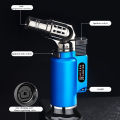 Outdoor Windproof Metal Turbo Gas Butane Lighter BBQ Kitchen Cooking Jewelry Torch Welding Flame Blue Lighter lgnition Tool. 