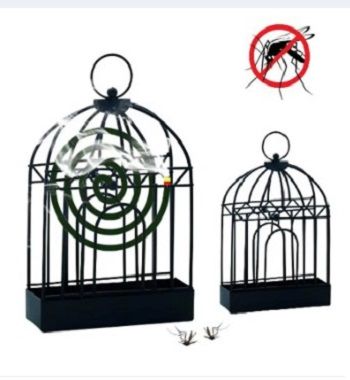 Bird Cage Mosquito Coil Holder, Creative Nordic Retro Iron Insect Mosquito Coil Holder, Repellent Rack for Hanging Handle Summer Anti Mosquito Supplies Black