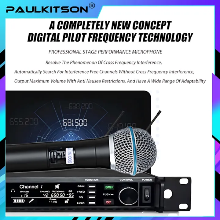 Paulkitson%20AD4Q%20True%20Diversity%20Digital%20Professional%20Wireless%20Microphone%204-Channel%20Beta58A/87A/500/600/900MHZ%20For%20Outdoor%20Stage%20-%20Image%202