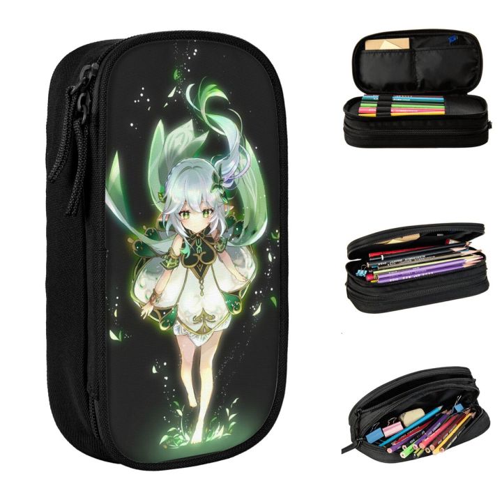 Nahida Pencil Case Genshin Impact Anime Pencil Pouch Pen Box for Student Large Storage Bag Students School Gifts Stationery