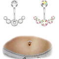 Crystal Belly Button Rings Navel Ring Zircon Dangle Body Belly Barbell Jewelry ANLAN. 