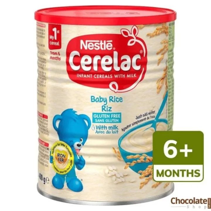 International European food item Cerelac infant cereals with milk start from 6 months (Rice) - 400 gm