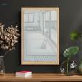 Modern Artwork Rectangle Wood Frame Night Light 21cmx31cm.