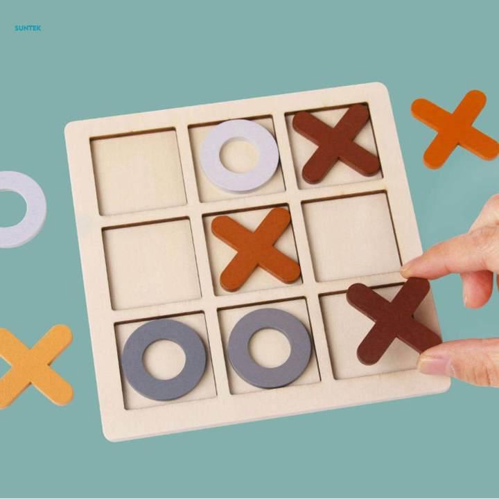 Tic TAC Toe Board Game Family Games Handmade Noughts and Crosses for Adult Families Kids Indoor