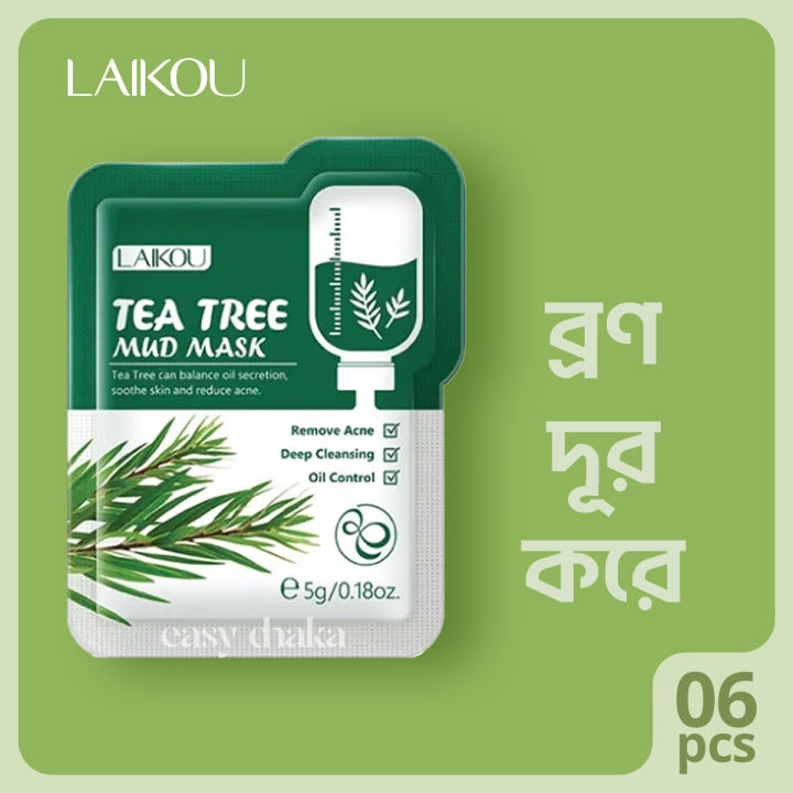 Laikou Tea Tree Mud Face Mask (06 Pcs)