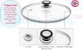 Glass Lid for Frying Pan, Fry Pan, Skillet, Pan Lid with Handle Coated in Silicone Ring, Clear, Unbreakable.