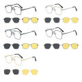 Eyewear Night Vision Metal Computer Glasses Polarized Anti Blue Light Glasses 3 In 1 Glasses with Magnet Clip On Sunglasses. 