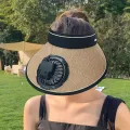 Breathable Comfortable Summer Hat Foldable Sun Hat with Rechargeable Fan Stylish Headband Design for Men Women 360 Degree Rotating Fan Perfect for Summers Fan Hat with Headband Design. 