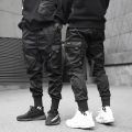 2022 new Joggers Cargo Pants for Men Casual Hip Hop Hit Color Pocket Male Trousers Sweatpants Streetwear Ribbons Techwear Pants.