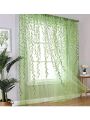 Two Instagram-inspired, forest-themed willow branch curtains with willow leaf pattern, finished window sheers with printed wee.