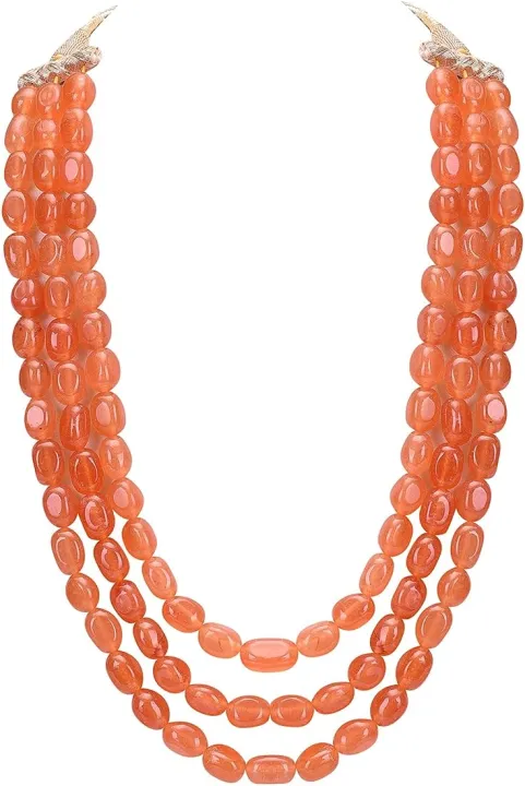 3%20Layer%20Ruby%20Smooth%20Oval%20Shaped%20Strand%20Beads%20-%20Necklace%20For%20Girls%20-%20Image%202