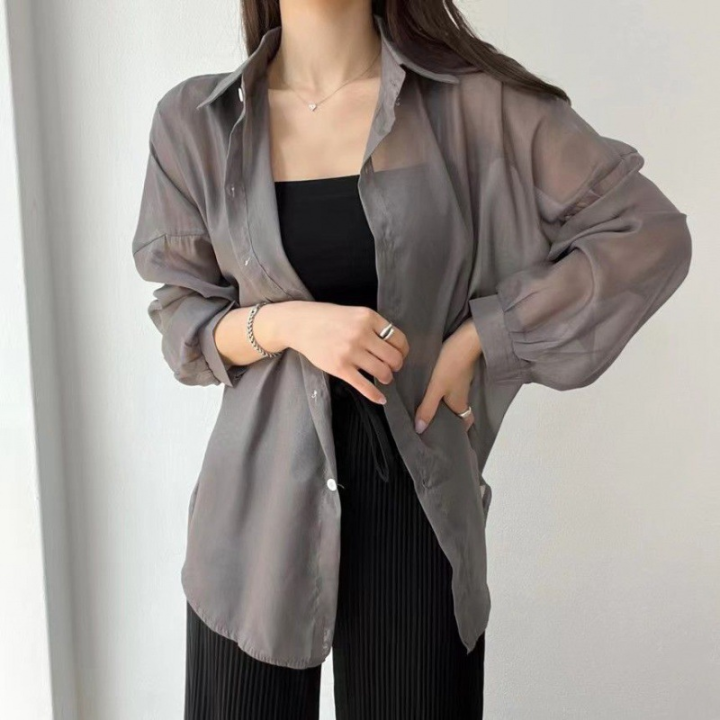 8%20Colors%20Shirts%20Women%20Sheer%20Thin%20Chic%20Summer%20Simple%20Solid%20Sun-proof%20Temper%20Fashion%20Baggy%20All-match%20Basic%20Korean%20Style%20Clothes%20-%20Image%202
