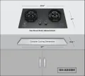 Gazi Smiss GH-8208M Double-Burner Gas Stove –Energy Saving, Marvel Top, Auto Ignition, Brass Burner Cap, Blue Flame, LPG & Natural Gas Compatible..