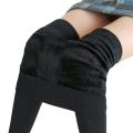 Solid Color Women Winter Velet Trousers Female High Elastic Warm Nine Pants Ladies High Waist Slim Leggins. 
