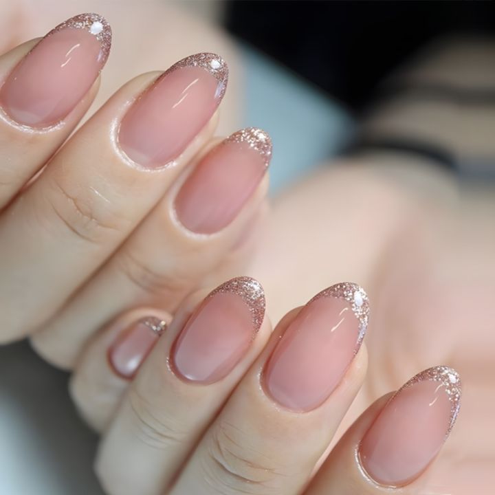 24%20Pcs%20Short%20Squoval%20Press%20On%20Nails%20Pink%20Gradient%20Stripe%20Pattern%20Nails%20Glossy%20Artificial%20Finger%20Manicure%20False%20Nails%20-%20Image%202