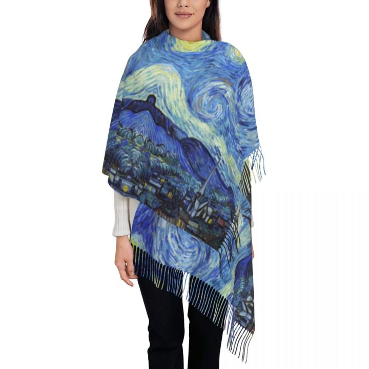 Customized Print Vincent Van Gogh Starry Night Scarf Women Men Winter Warm Scarves Art Painting Shawls Wraps