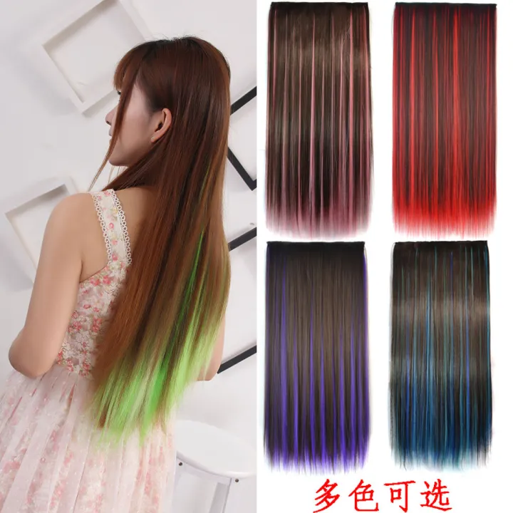 Wig%20Women's%20Long%20Straight%20Hair%20Wig%20Set%20Color%20Highlight%20One%20Piece%20Short%20Hair%20Extension%20Natural%20Five%20Clip%20-%20Image%208