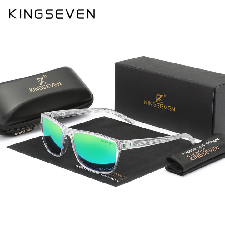 KINGSEVEN Sunglasses For Men Polarized UV400 Eye Protection Glasses Adult Green Mirror TAC Lens New Design Graininess Eyewear