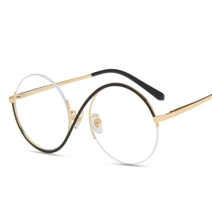New%20Fashion%20Round%20Semi-Rimless%20S%20Shape%20Women%20EyeGlasses%20Big%20Frame%20Clear%20Lens%20Optical%20Eyewear%20Men%20Vintage%20Anti-Blue%20Light%20Glasses%20-%20Image%206