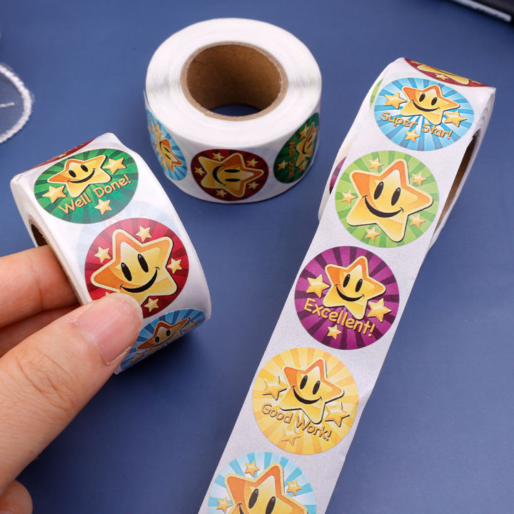 1/2%20RollsChildren%20Cartoon%20Stickers%20Cute%20Smile%20Star%20Letter%20Reward%20Sticker%20Classic%20Toys%20Stationery%20Supplies%20-%20Image%207