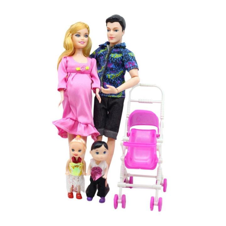 NYT%205%20People%20Dolls%20Suit%20Pregnant%20Doll%20Family%20Mom+Dad+Baby%20Son+2%20Kids+Baby%20Carriage%20-%20Image%206