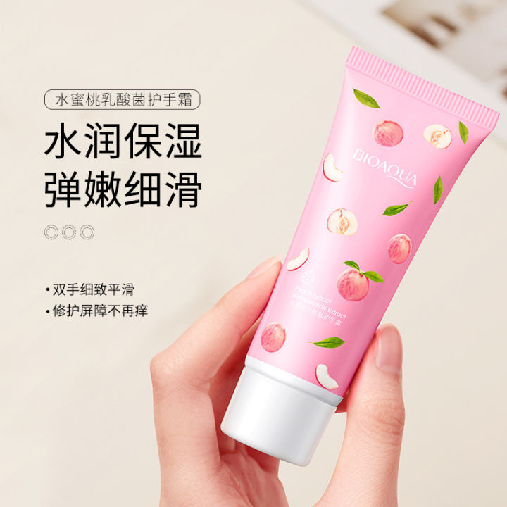 Bioaqua%20peach%20lactic%20acid%20bacteria%20hand%20cream%20essence%20hand%20cleaning%20moisturizing%20mild%20hydrating%20hand%20Cream-%2030g%20-%20Image%203