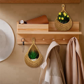Storage Basket Teardrop Shape Woven Boho Wall Fruit Basket Wall Planters for Kitchen Decor Small 3Pcs.