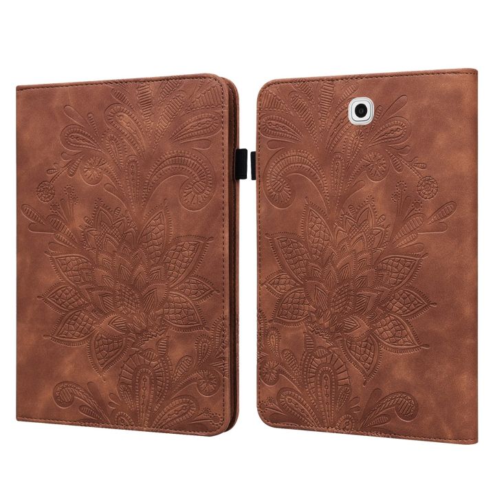 【FUPANG】For Samsung Galaxy Tab 9.7 T810/T815 lace flower embossing pattern horizontal flip case with y card slots y wallet y photo frame