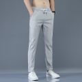 Men's Trousers Spring Summer Thin Green Solid Color Fashion Pocket Applique Full Length Casual Work Pants Pantalon. 